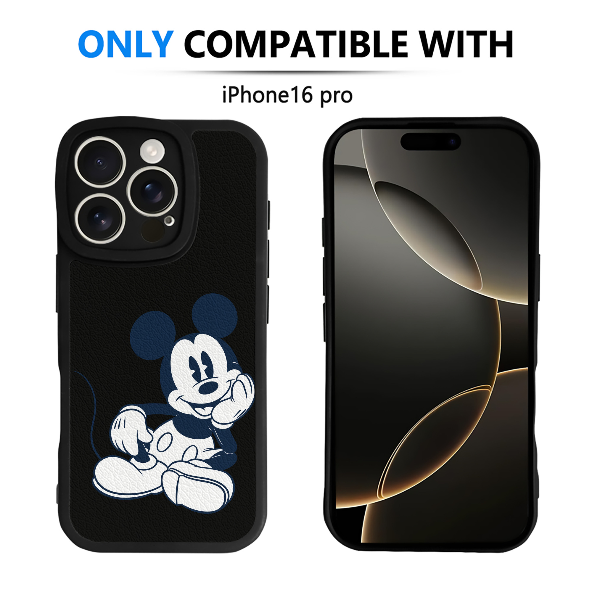 （画像用） ミッキーマウス Mickey Mouse 【iPhone 16シリーズ対応】シリコンスマホケース（レザー調） 材質：シリコン